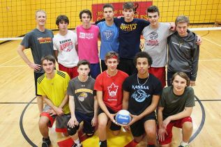 The SHS Golden Hawks are hosting the AA OFSAA playoffs this week. Pictured: Ben Callender, Colin Jones, Ethan Lucas, Josh Bell, Jaden Collier, Kealon Giueuette, Dennis Jost, Ben McCrady, Logan Anderson, Cole Pond, Aiden Foster, coach Bryan English. Absent: Aaron Pero, Adam Mull, manager Joceyln Farmer. Photo/Craig Bakay